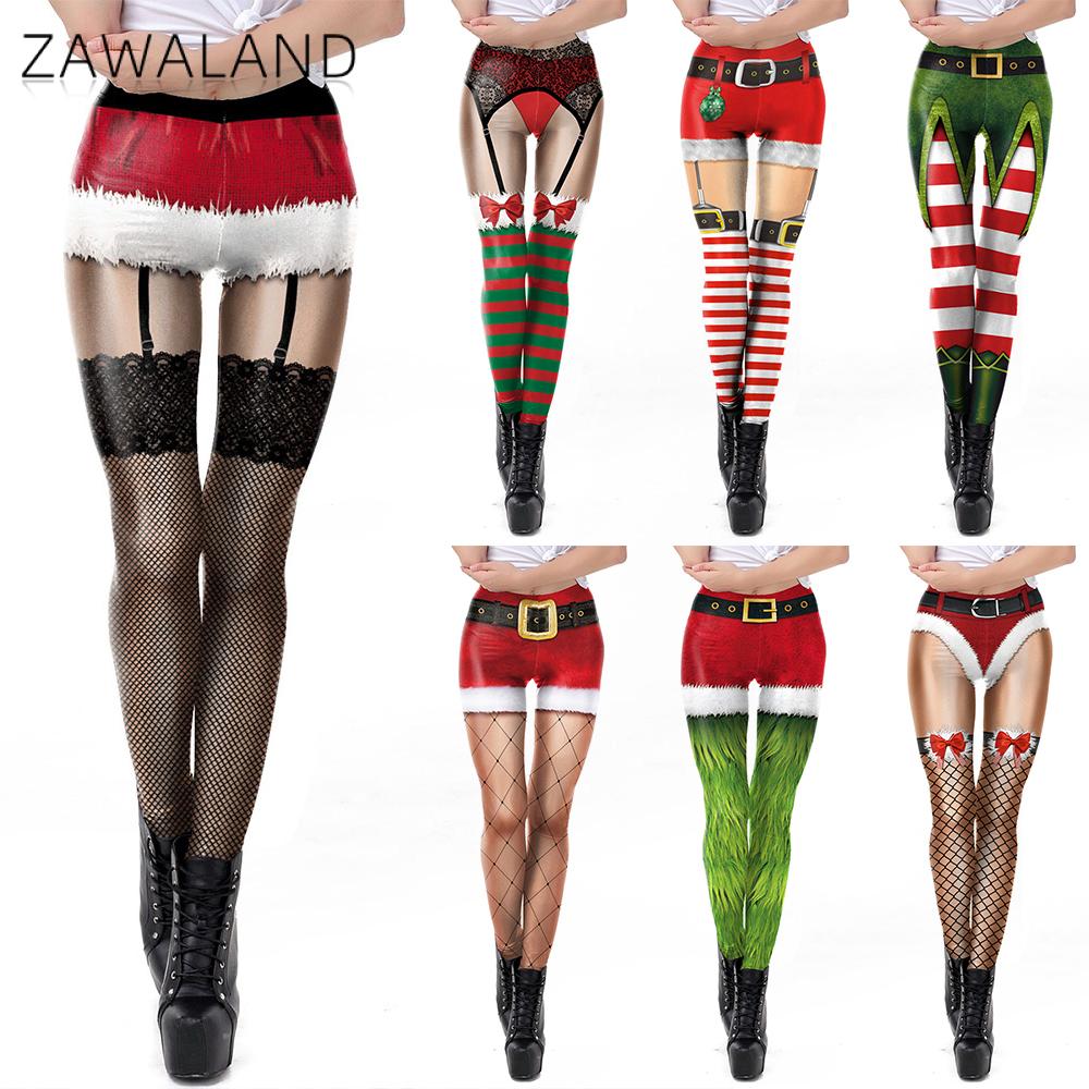 Yoga Fitness Leggings - Zawaland クリスマスヨガレギンス女性用面白い赤ストライプシルクソックス 3D プリントフィットネスワークアウトパンツクリスマスパーティーレギンス