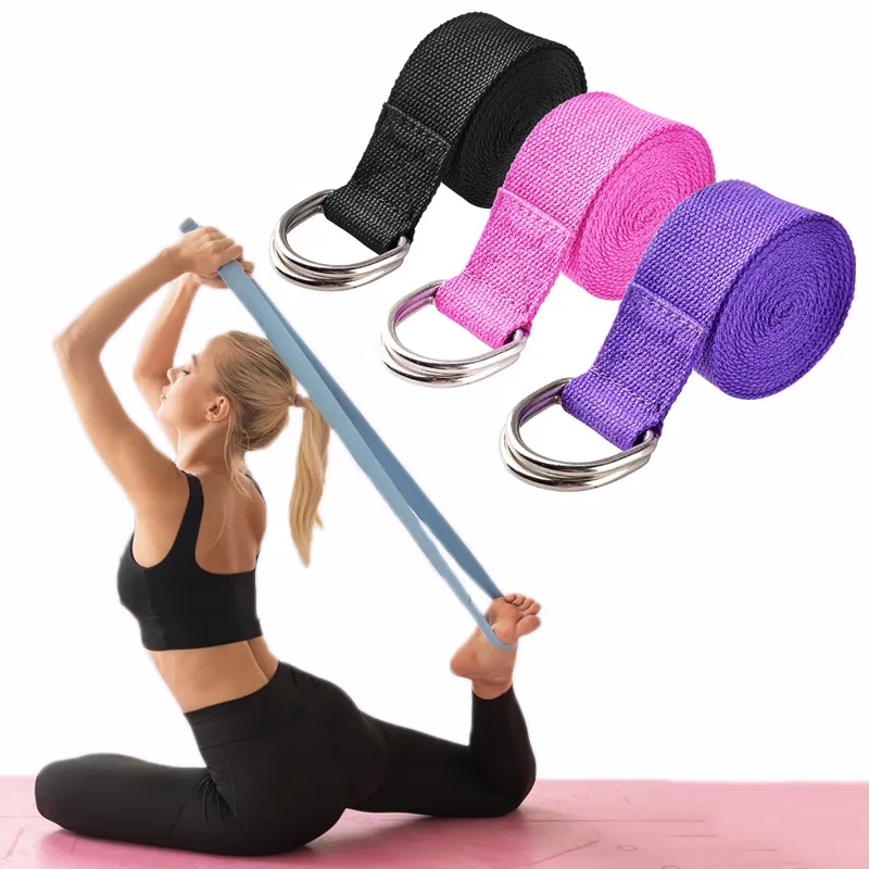 Yoga Fitness Ring - 183*3.8 センチメートルヨガストラップ綿エクササイズヨガベルト調節可能な織ストレッチ D リングバックルフィットネスストレッチバンドピラティスロープ