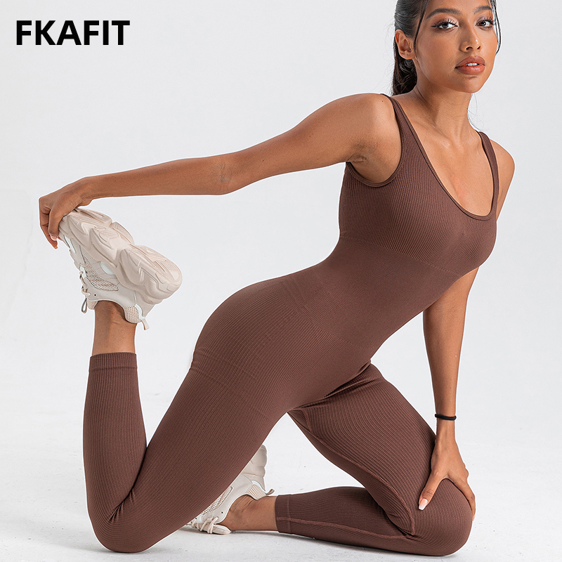 Yoga Fitness Fit Club - 女性用 ロンパース 長袖 スキニー ボディコン ヨガ