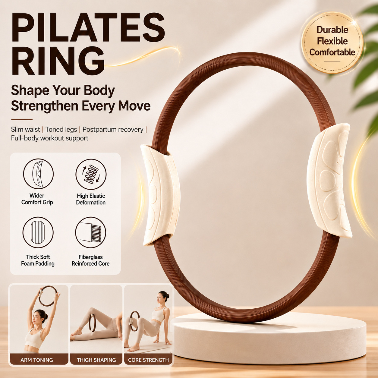 Yoga Fitness Ring - ピラティスリング、ヨガリング、骨盤底筋トレーニング、ボディシェイピングフィットネス補助具、脚の筋肉増強用レジスタンスバンド