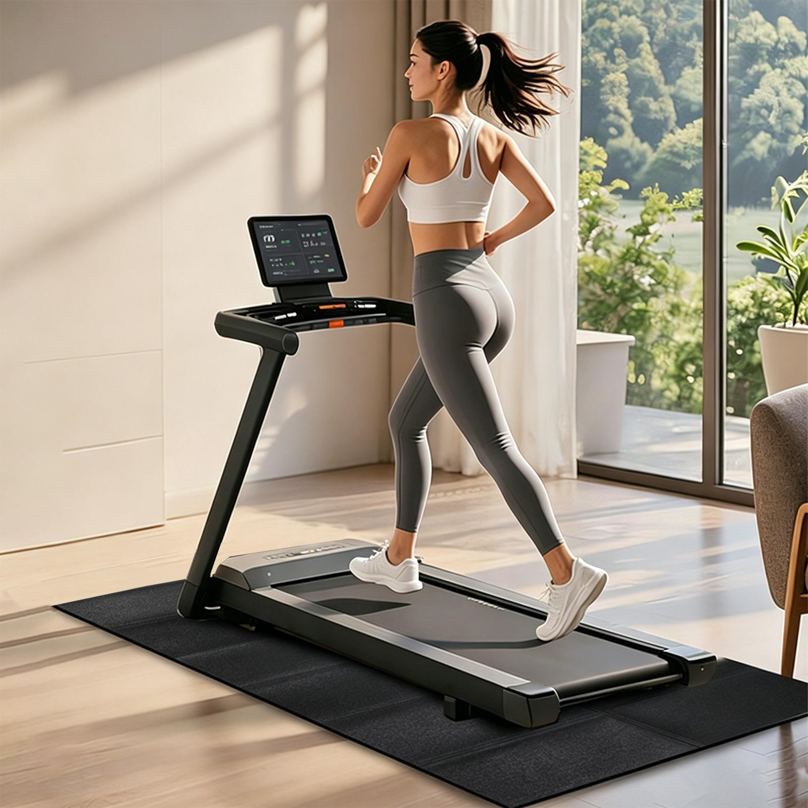 トレッドミルマット振動吸収ヘビーデューティトレッドミルフロア - Yoga Mat For Fitness のレビューと価格