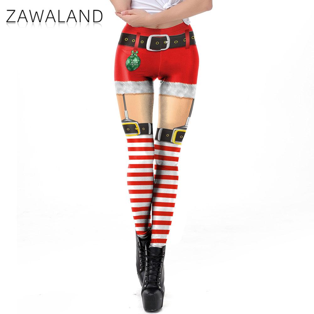 Zawaland クリスマスヨガレギンス女性用面白い赤ストラ - Yoga Fitness Leggings のレビューと価格