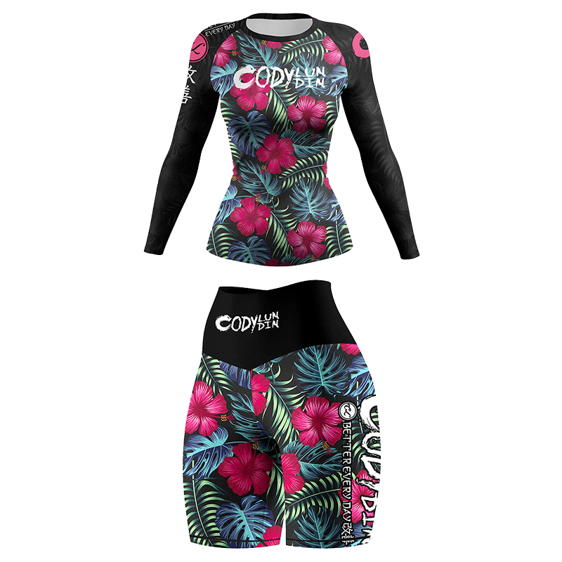 女性ヨガ圧縮フィットネス服ポリエステル/スパンデックスグラッ - Yoga Fitness Jiu Jitsu のレビューと価格