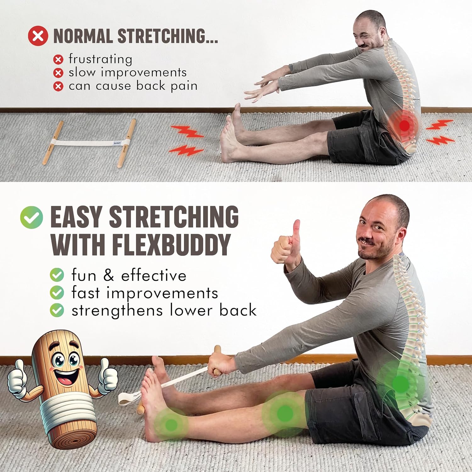 ハムストリングストレッチャー 調節可能なフレックスストラップ - Yoga In Fitness のレビューと価格