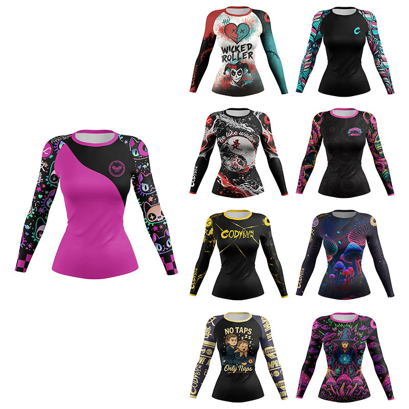 女性 MMA 圧縮スポーツ Tシャツ柔術ボクシングトップ速乾 - Yoga Fitness Jiu Jitsu のレビューと価格