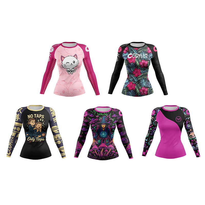 女性 MMA 圧縮スポーツ Tシャツ柔術ボクシングトップ速乾 - Yoga Fitness Jiu Jitsu のレビューと価格