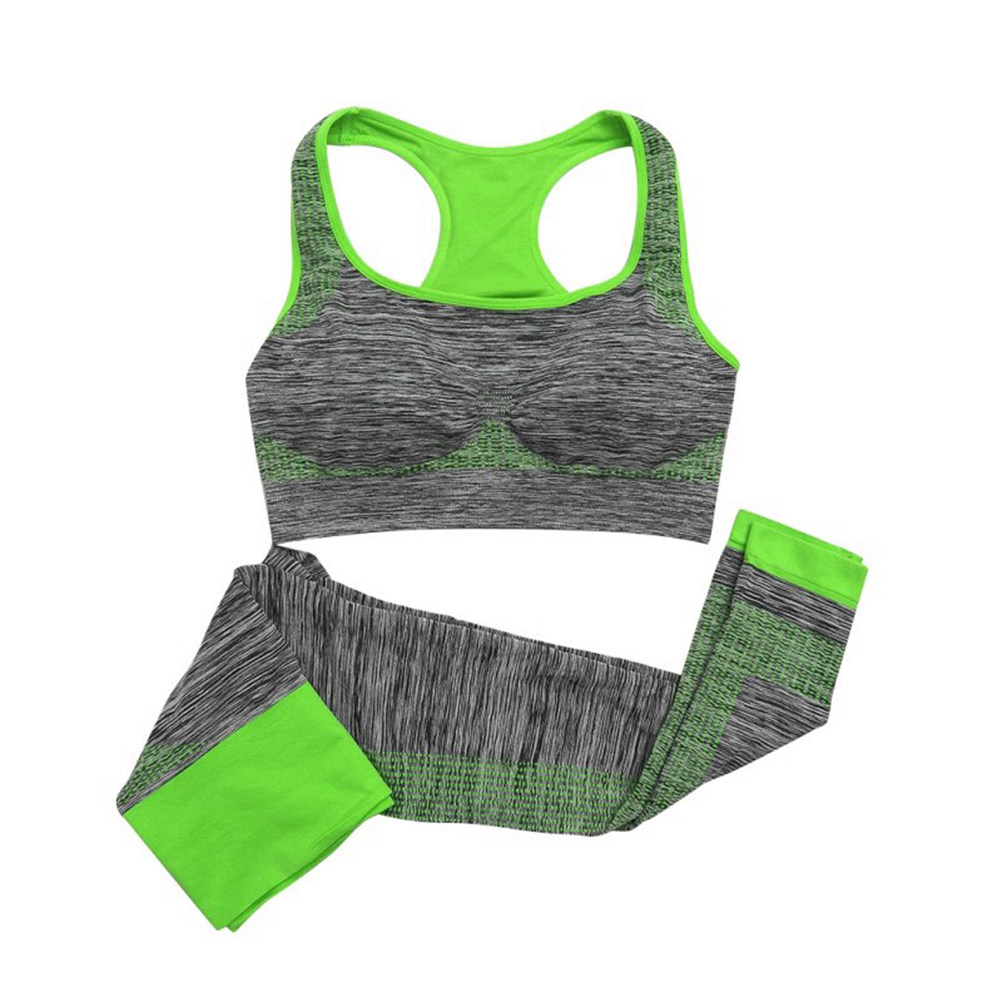 1セットのワークアウトウェア：レーサーバックスポーツブラ、通 - Yoga Fitness Leggings のレビューと価格