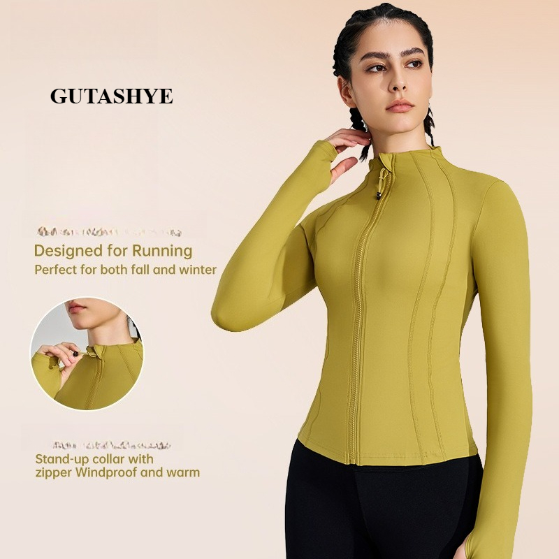 女性用ジップアップ長袖ヨガジャケット、スリムで日焼け防止機能 - Yoga Daily Fitness のレビューと価格